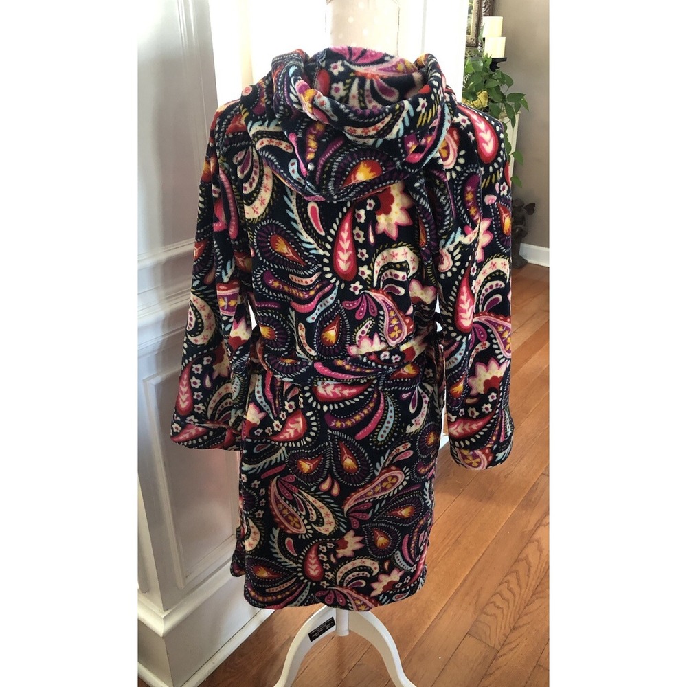 Painted Paisley Hooded Robe - Black/Multi - Picture 4 of 8